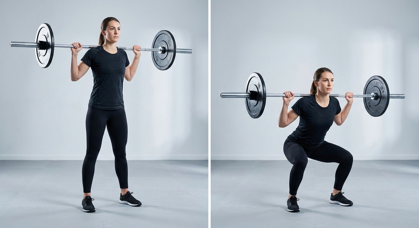 Barbell Squat, knee exercise