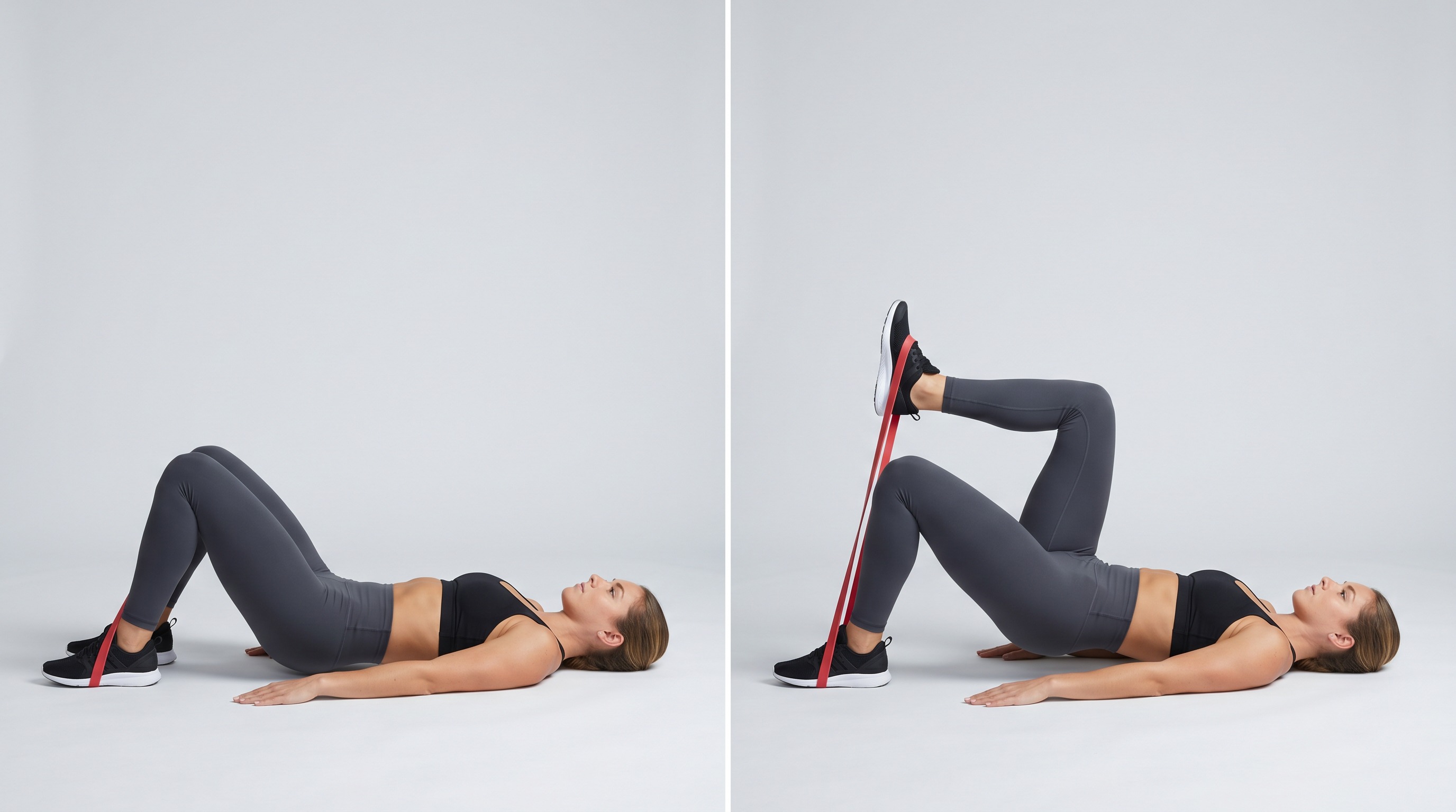 Banded Supine Hip March, hip exercise