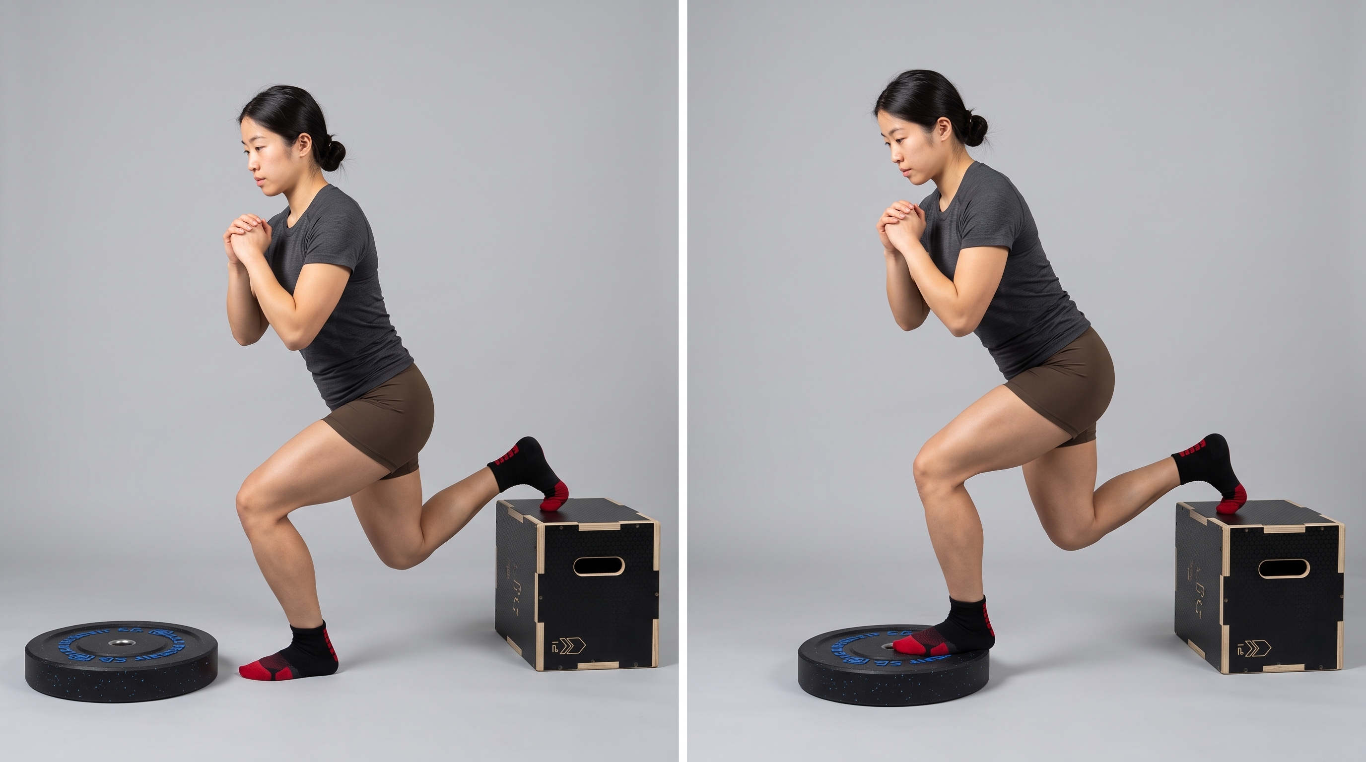 Bulgarian Split Squat Plate Hop, knieoefening