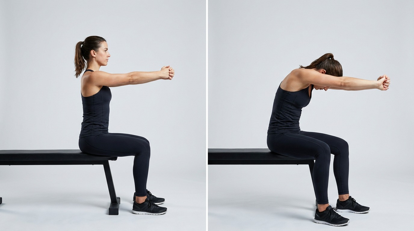 Seated Rhomboid Stretch, mid back exercise