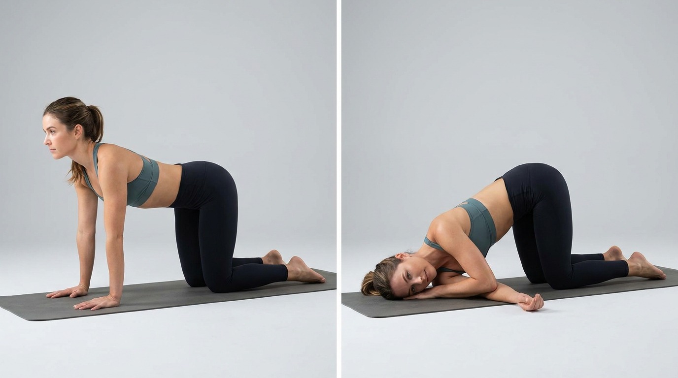 Thread the Needle, mid back exercise