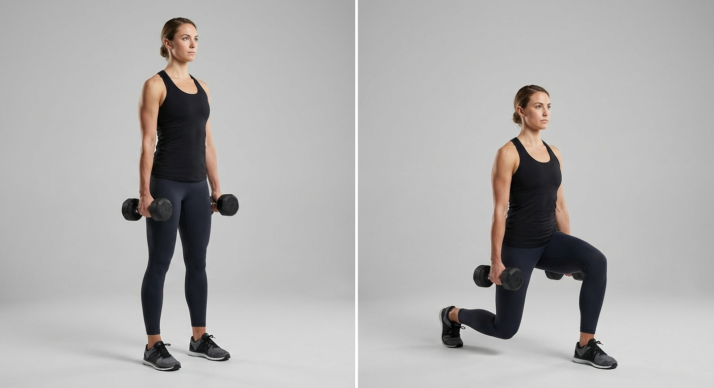 Dumbbell Lunge, knee exercise