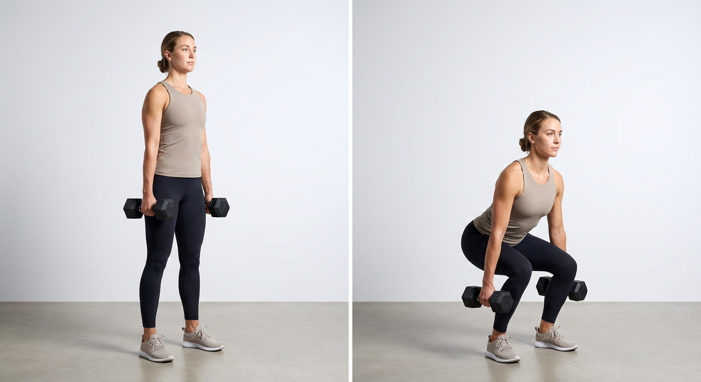 Dumbbell Squat, knee exercise